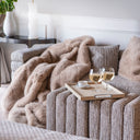 The “Lignum” blanket looks stunning as a decorative throw on the sofa – enhancing the sophistication of your living space. Made from luxurious eco-friendly faux fur with rich texture in shades of brown and muted beige, it brings warmth, depth, and a cozy vibe to any room.
Perfect for boho, modern classic, or minimalist interiors as both a stylish and functional accessory.
Soft, cozy, and durable – it also works as a weighted blanket or armchair throw. A perfect gift idea for new homes, holidays, moms, or fr